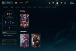 Unranked com 150 Champs e 104 Skins - League of Legends LOL