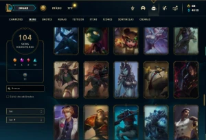 Unranked com 150 Champs e 104 Skins - League of Legends LOL