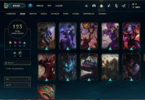 Conta prata 4 com 110 Champs e 123 Skins + 8 Espolios - League of Legends LOL