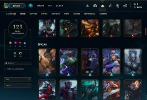Conta prata 4 com 110 Champs e 123 Skins + 8 Espolios - League of Legends LOL