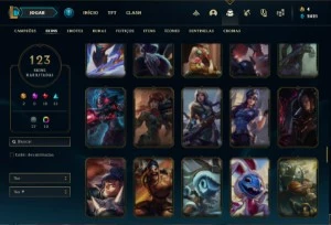 Conta prata 4 com 110 Champs e 123 Skins + 8 Espolios - League of Legends LOL