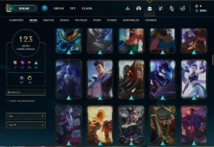 Conta prata 4 com 110 Champs e 123 Skins + 8 Espolios - League of Legends LOL