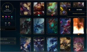 Conta Ouro 3 com 91 SKINS e TODOS os campeoens - League of Legends LOL