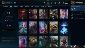 Conta Ouro 3 com 91 SKINS e TODOS os campeoens - League of Legends LOL