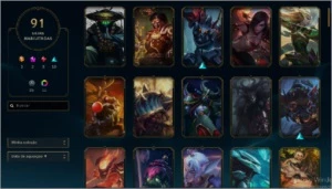 Conta Ouro 3 com 91 SKINS e TODOS os campeoens - League of Legends LOL