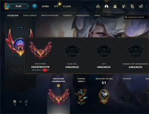 Conta LoL GM (grão-mestre) 600+ PDL com dia stackado (BR) - League of Legends
