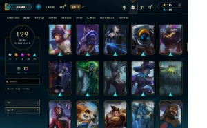 Conta league of legends 129 skins faltando 3 campeões LOL