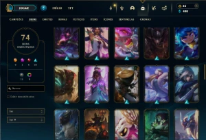 Esmeralda 4 com 130 Champs e 74 Skins + 5 Vitoriosas - League of Legends LOL