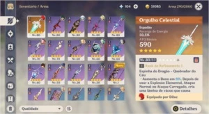 DILUC C1 + XIAO + ORGULHO CELESTIAL + 74 TIROS - Genshin Impact