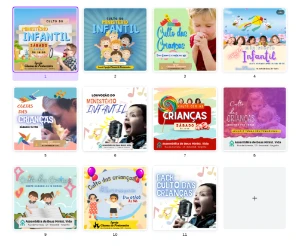 Pack Canva Gospel Culto das Crianças - 11 Artes Editáveis - Serviços Digitais