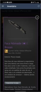 FACA NOMADE POUCO USADA BRASAS - Counter Strike CS