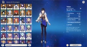Conta Genshin AR 56 - 10 personagens 5* e 5 armas 5* - Genshin Impact