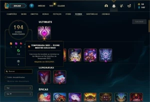 Conta Diamante 2 com TODOS os champs e 107 Skins - League of Legends LOL