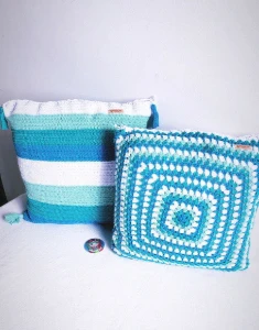 Kit Capa de Almofadas em Crochê Oceano - Artesanato e Personalizados