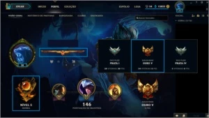 Conta Gold V c/ Borda Campeões Skins e Muitos Espólios - League of Legends LOL