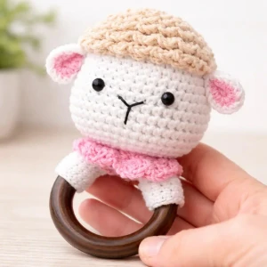 Chocalho Ovelha Branca Amigurumi - Artesanato e Personalizados