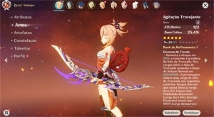 AR33 - Yoimiya + Agitação + Arco de Amos + 14 destinos - Genshin Impact