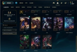 Conta unranked com 28 Champs e 8 Skins - League of Legends LOL