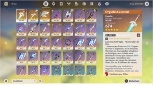 Conta AR 55, 5 personagens 5 estrelas, 3 armas 5 estrelas - Genshin Impact