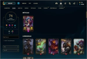 Conta ouro 2 com 120 champs e 76 skins ( 5 Vitoriosas ) - League of Legends LOL