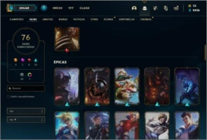 Conta ouro 2 com 120 champs e 76 skins ( 5 Vitoriosas ) - League of Legends LOL