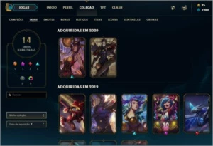 Conta Gold 1  37 champ 14 skins - League of Legends LOL