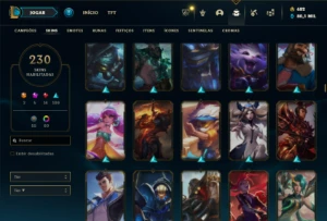 Prata 4 com TODOS os champs e 230 Skins + 4 Prestigios - League of Legends LOL