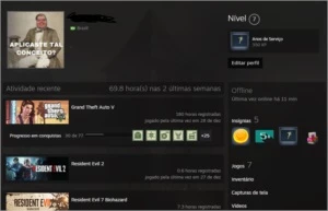 Conta Steam LVL7, 7 anos com GTA V + 6 jogos + GTA ONLINE