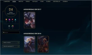 CONTA LOL DIAMANTE 4 - 24 skins - 47 campeões. - League of Legends