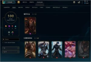 Conta com 100 skins - League of Legends LOL