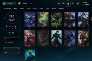 Platina 2 com TODOS os champs e 120 Skins + 9 Vitoriosas - League of Legends LOL