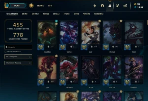 Platina 2 com TODOS os champs e 120 Skins + 9 Vitoriosas - League of Legends LOL
