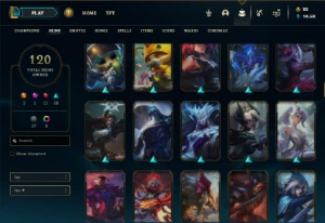 Platina 2 com TODOS os champs e 120 Skins + 9 Vitoriosas - League of Legends LOL