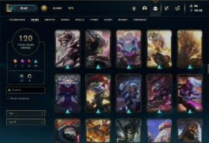 Platina 2 com TODOS os champs e 120 Skins + 9 Vitoriosas - League of Legends LOL