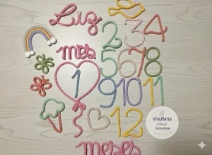 Kit Mêsversário com 6 Desenhos + Nome Personalizados - Artesanato e Personalizados