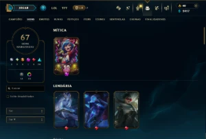 Ouro 1 com 110 Champs e 67 Skins ( MONO MID ) - League of Legends LOL