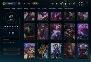 Ouro 1 com 110 Champs e 67 Skins ( MONO MID ) - League of Legends LOL