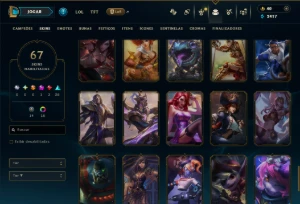 Ouro 1 com 110 Champs e 67 Skins ( MONO MID ) - League of Legends LOL