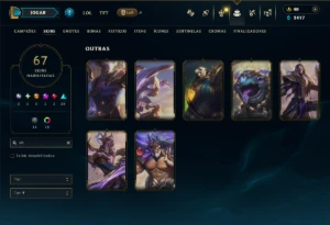 Ouro 1 com 110 Champs e 67 Skins ( MONO MID ) - League of Legends LOL