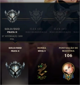 CONTA PRATA 2 LEVEL 62 - League of Legends LOL