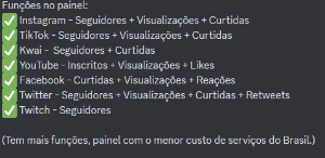 Painel de Seguidores, curtidas e visualizações. - Serviços Digitais