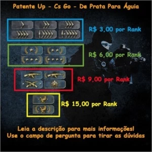 UP BOOST DE PATENTE - CS:GO (ATÉ ÁGUIA) - Counter Strike