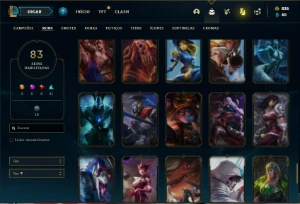 Conta unranked (ex bronze) com 120 Champs e 83 Skins - League of Legends LOL