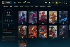 Conta unranked (ex bronze) com 120 Champs e 83 Skins - League of Legends LOL