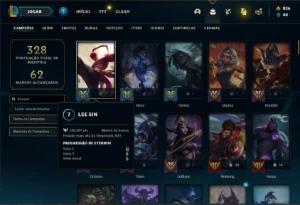 Conta unranked (ex bronze) com 120 Champs e 83 Skins - League of Legends LOL