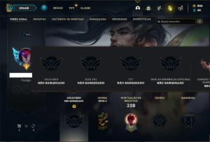 Conta unranked (ex bronze) com 120 Champs e 83 Skins - League of Legends LOL