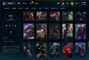 Conta unranked (ex bronze) com 120 Champs e 83 Skins - League of Legends LOL