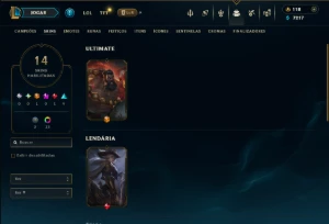 Unranked com 70 Champs e 14 Skins - League of Legends LOL