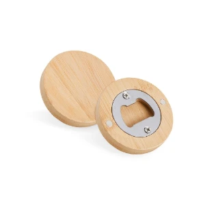 Abridor Redondo em Bambu e Metal - 6 cm - Artesanato e Personalizados
