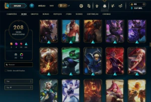 Platina 2 com TODOS os champs e 208 Skins ( MAIN JG ) - League of Legends LOL